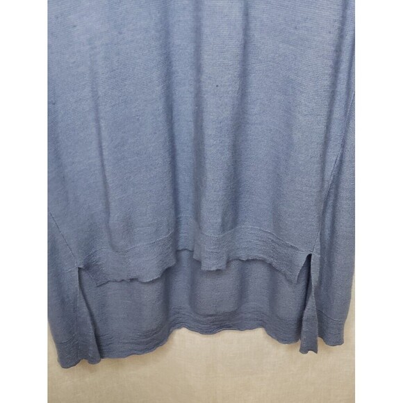 Eileen Fisher Knit Tunic Top Large Blue V neck Hi Lo 100% Merino Wool Lagenlook - Picture 4 of 6